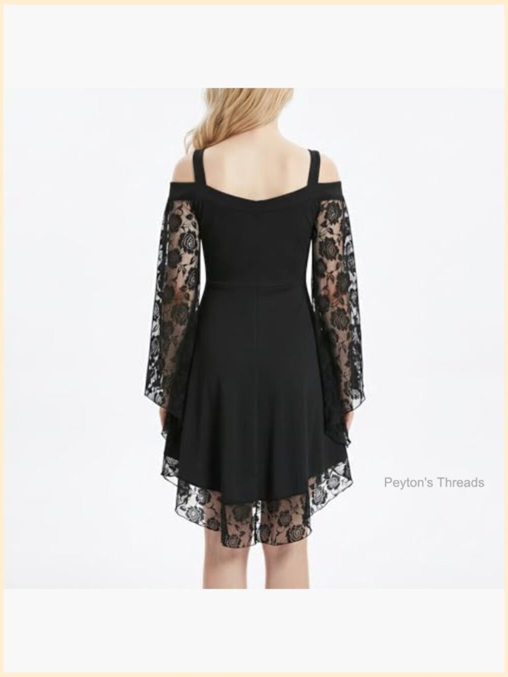 Off-Shoulder Lace Gothic Dress Bell Sleeve Steampunk Vintage Costume - Picture 4 of 5